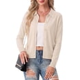 thumbnail image 5 of JWD Womens Cardigan Collared Knit Button Front Long Sleeve Sweater Top Lightweight Casual Layering Cardigan Oatmeal L, 5 of 7