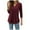 Wine, variant on Women's Spring Autumn Winter Three Quarter Sleeve Solid Color V Neck Buckle Pleated Casual Pullover T Shirt Top Fitness Clothes for Women plus Size Womens plus Tops And Blouses Sleep for Women Tunic