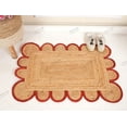 thumbnail image 3 of Area Rug Natural Jute Hand Braided Rug Red Scalloped, 3 of 5