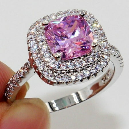 Lucky Square Ring - AkoaDa Wedding Rings For Women Square Simulated Zircon Jewelry Bague Bijoux Femme Engagement Ring Accessories