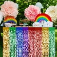 thumbnail image 3 of Dserhfy 1Pc/2Pcs Rainbow Wavy Table Skirt Metallic Tinsel Foil Fringe Streamers for Birthday Wedding Fiesta Party Decoration, 3 of 8