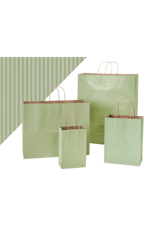 Pack Of 125, Sage Shadow Stripe Shopping Bags Assortment 25 Rose, 50 Cub, 25 Vogue, 25 Queen Made in USA