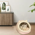 thumbnail image 6 of Semi Enclosed Cat Bed - Warm Polyester Cat & Dog Bed with Cushion, Bear & Cat Shape, Removable Washable Liner, Anti-Slip Bottom, Perfect for Small Pets, Brown, 28x28x30 cm, 6 of 6
