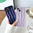 thumbnail image 3 of Compatible with iPhone 14 Phone Case Girls Cute Water Ripple Pattern Wavy Bezel Shock Absorbing Anti-Fall Slim TPU Phone Case for Women - Deep Purple, 3 of 13