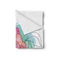 thumbnail image 2 of Pink Leaves Soft Flannel Fleece Throw Blanket, Camellia in Grunge Watercolor Effect, Cozy Plush for Indoor and Outdoor Use, 70" x 90", Turquoise Coral, by Ambesonne, 2 of 5