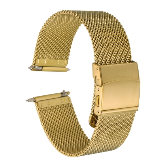 Uxcell Stainless Steel Mesh Watch Band 20mm Quick Release Metal Replacement Strap Adjustable for Men Women, Gold Tone