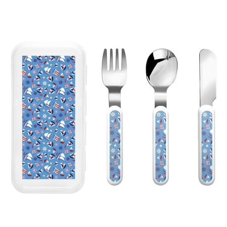 

Kdxio Colorful Sailing Ship Toddler Utensils Set - Kids Silverware Set Set Kids Utensils Set with Case for Preschooler Children