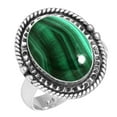 thumbnail image 1 of 925 Sterling Silver Ring For Women - Men Green Genuine Malachite Gemstone Silver Ring Size 5.5 May Birthstone Costume Silver Ring Size 5.5 Halloween Gift For Mom Gemstone 925 Silver Jewelry, 1 of 6