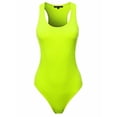 thumbnail image 2 of A2Y Women's Fashion Basic Premium Cotton Racerback Tank Body Suit Neon Lime L, 2 of 5
