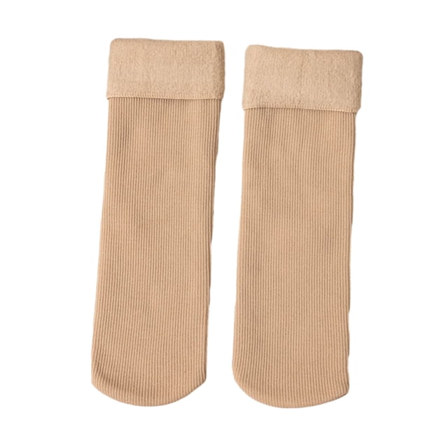 CSChome Mid-calf Socks Unisex Thermal Mid-Tube Socks - Thick Soft Plush Solid Color Elastic Non-Slip Knitted
