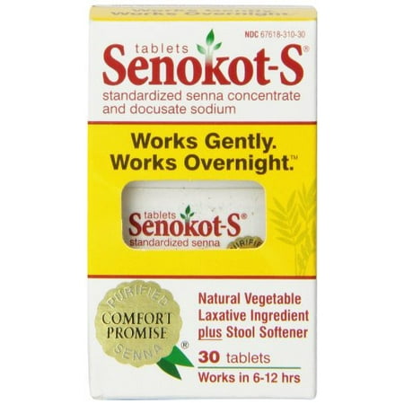2 Pk Senokot-S Natural Vegetable Laxative Ingredient Plus Stool Softener 30