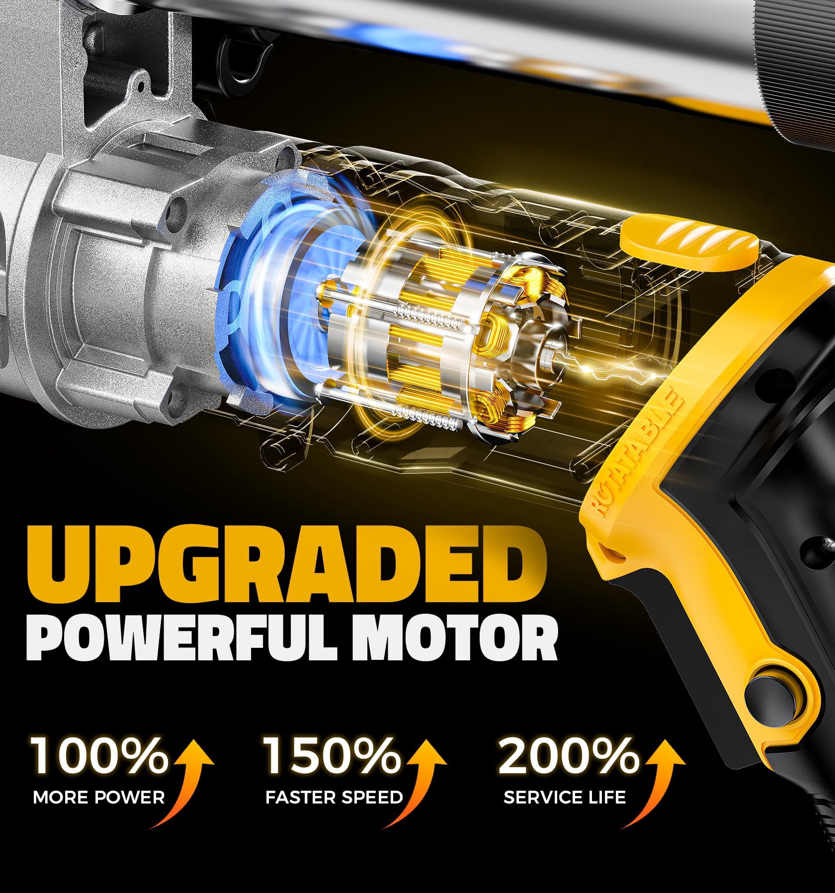 Cordless Grease Gun Compatible with DeWalt 20V Battery, 12000PSI Max Electric Grease Gun, Dual Pistol & in-Line Grip, Works with Bulk & Cartridge Grease, with 39" Hose & 4 Couplers (Tool Only)