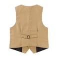 thumbnail image 5 of Boys Blazer Vest, Preppy Style Casual Waistcoat for Kids, Mid-Length Layering Vest for Autumn Winter School and Outdoor Activities, Boys Sleeveless Jacket, 2-14Y Khaki 120, 5 of 9