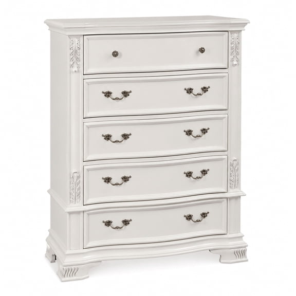 Furniture of America Vela Transitional Wood 5-Drawer Chest in White