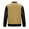 thumbnail image 5 of ZCFZJW Men's Casual Color-Block Patches Full Button up Long Sleeve Cardigan Outwear Coat PU Leather Varsity Bomber Jacket with Pockets Yellow L, 5 of 6