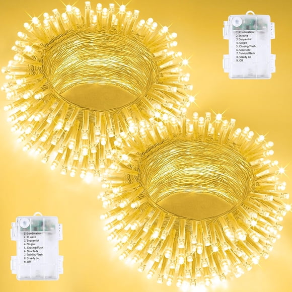 String Lights BOSSERN, paquete de 2 unidades, 20 m, 200 LED, temporizador impermeable