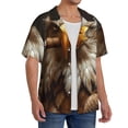 thumbnail image 2 of Susaid Funny Bald Eagle Print Men's Polo Shirts Button Down Short Sleeve Casual Summer Beach Vintage Shirts for Men-X-Large, 2 of 5