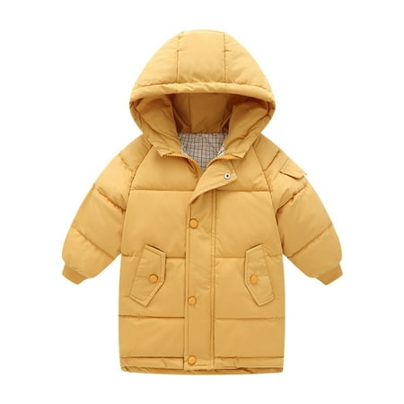 

Toddler Kids Little Girls Winter Solid Coats Windproof Outerwear Mediun Length Warm Jackets Down Coat Cotton Hooded Wadding Outwear