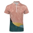 thumbnail image 4 of Abstract Green Mountain Landscape Color Block Minimalist Men Zipper T-shirt Summer Casual Short Sleeve T-shirt Top, 4 of 7