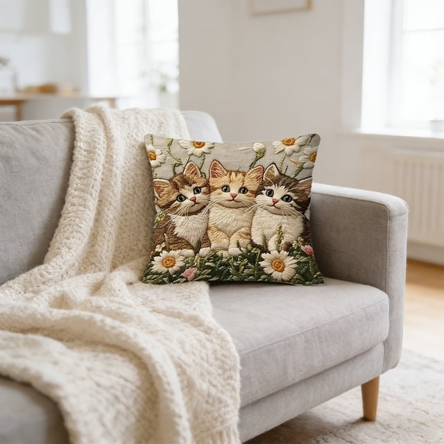 Cute Quadruped Patterns Cushion Cover Soft Throw Pillowcase Removable And Washable Pillowcase For Sofa And Chair Ideal Choice For Summer Sofa And Bedroom Decor