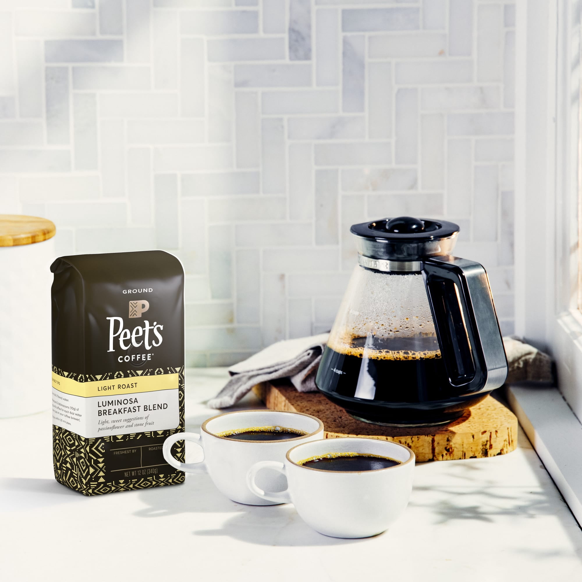 Peet's Coffee Luminosa Breakfast Blend, Light Roast Ground Coffee, 12 oz Bag