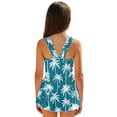 thumbnail image 5 of COEQINE Girls One Piece Swimsuit with Attached Liner, Scoop Neck V-Back Swim Dress for Swim Lessons, Polyester Spandex Bathing Suit for Girls 3-4 Year Olds, Tropical Palm Tree Teal, 5 of 8