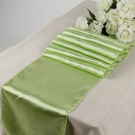 

Touiyu Satin Dolly 6 x 210 Inches Table Runner Long Shiny Silk Smooth Fabric Party Dolly for Wedding Party Party Decoration - Light Green