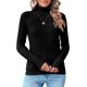 thumbnail image 3 of Suéteres de punto acanalado con cuello alto para mujer 2023 Otoño de manga larga suave clásico ajustado suéter Tops, 3 of 5