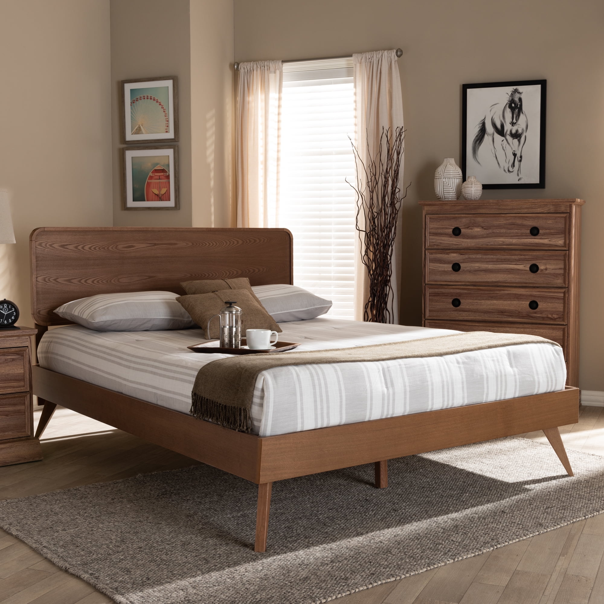 Baxton Studio Demeter Mid-Century Modern Walnut Brown Finished Wood