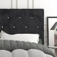 thumbnail image 4 of Home Design Samantha Queen Bed Frame with Foam-Filled Headboard and Gold-Tone Bracket Feet, Black, Easy Assembly, 4 of 7