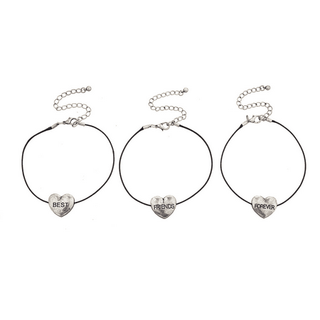 Lux Accessories Silver Tone Heart Best Friends Forever BFF Bracelet Set (Silver Best Friend Bracelets)