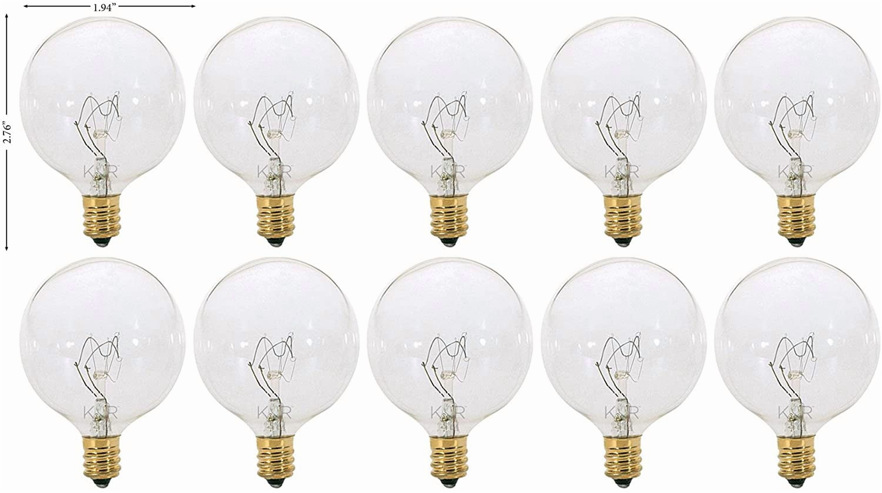 FEFEFW-(Pack of 10) G16.5 Clear FinshDecorative (E12) Candelabra Base Globe Shape Incandescent 120V G16 1/2 Light Bulbs (15)