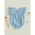 thumbnail image 6 of Baby Toddler Girl Romper 3 6 9 12 Months Smocked Flower Embroidery Flying Sleeve Newborn Jumpsuit Perfect for Summer, 6 of 9