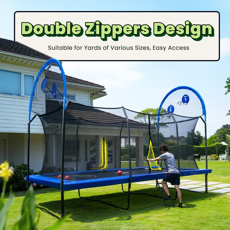 Zupapa 1500LBS Weight Capacity Rectangle Trampoline Basketball