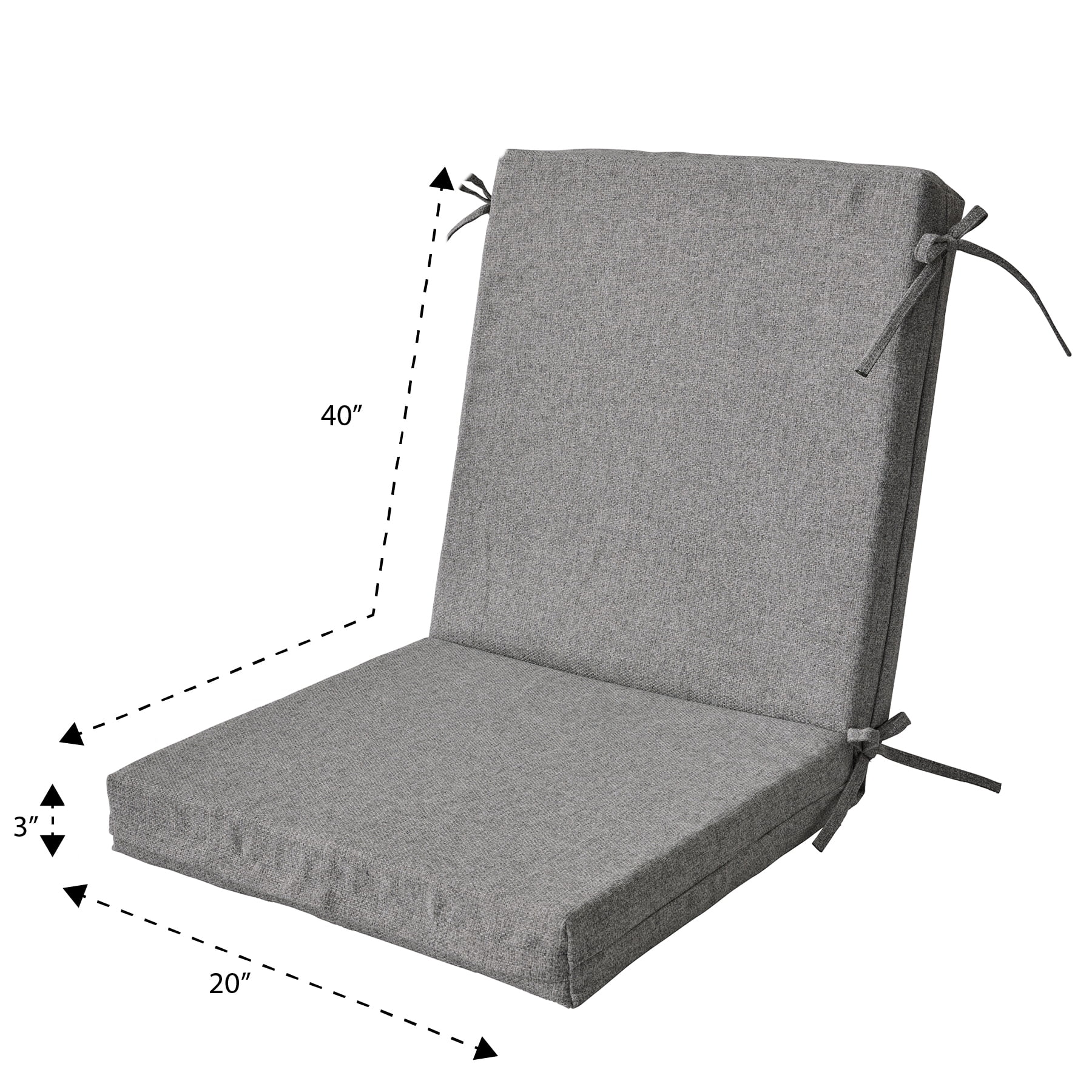 Better Homes & Gardens 44" x 20" Outdoor Chair Seat Cushion, 1-Piece, Grey