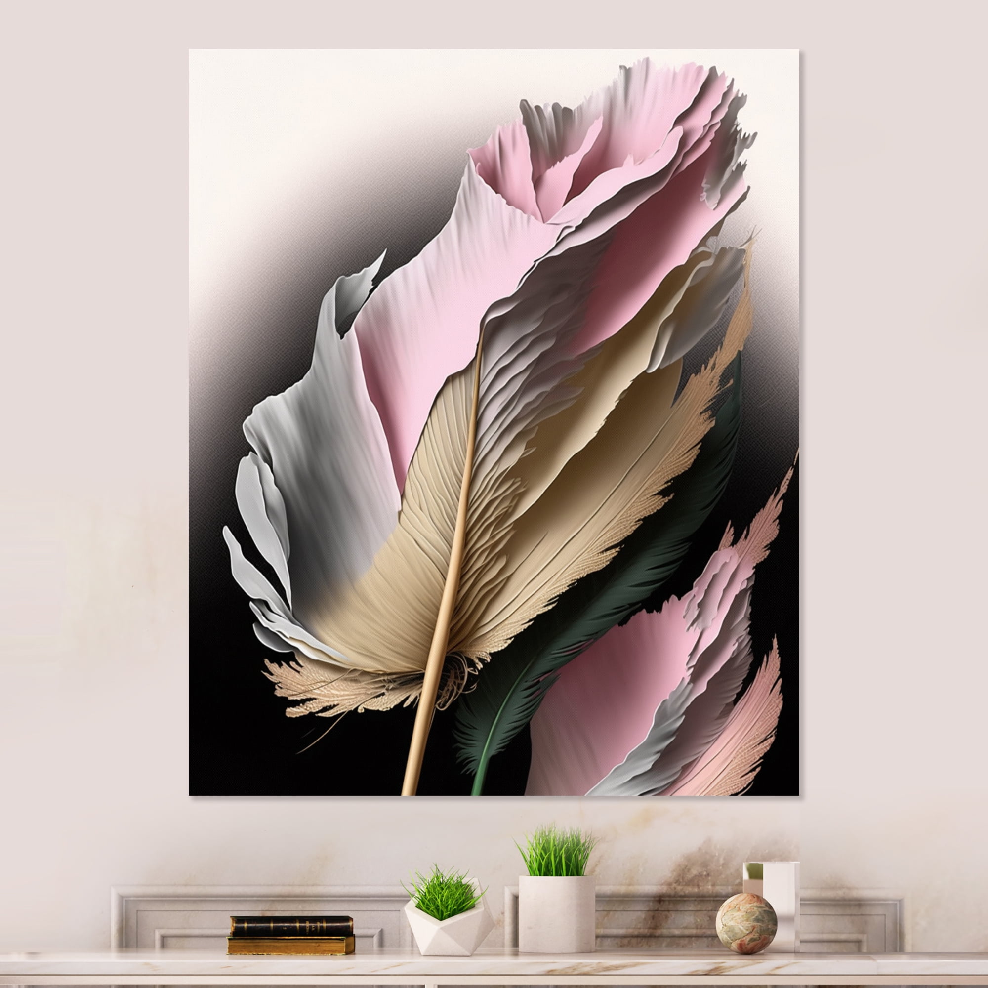 Designart Pink And Beige Hyperrealistic Roses I Canvas Wall Art