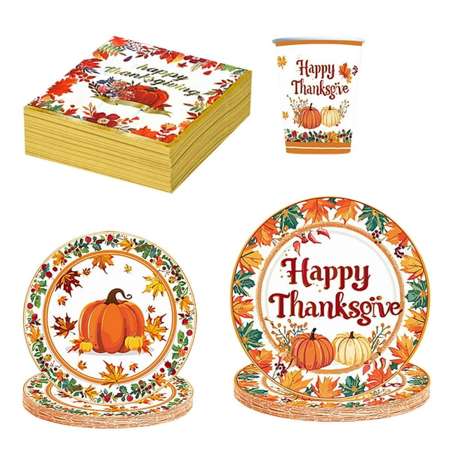 Servilletas de papel con diseño de calabaza para Acción de Gracias, servilletas de papel para almuerzo, toallas desechables para baño y cocina (hojas de arce), servilletas para postres y cenas, vajill