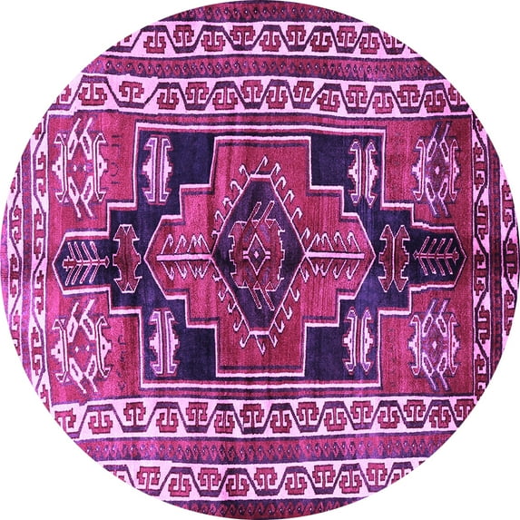 Ahgly Company Indoor Round Persian Purple Traditional Area Rugs, 5' Round