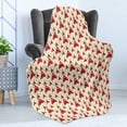 thumbnail image 4 of Geometric Soft Flannel Fleece Throw Blanket, Illustration of Symmetrical Grid with Triangles in Warm Soft Colors, Cozy Plush for Indoor and Outdoor Use, 50" x 60", Ivory and Dark Coral, by Ambesonne, 4 of 5