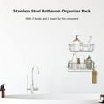thumbnail image 3 of 2 Pieces Bathroom Organizer Rack, Stainless Steel Basket Shelf with Towel Bar for Shower Storage, 3 of 6