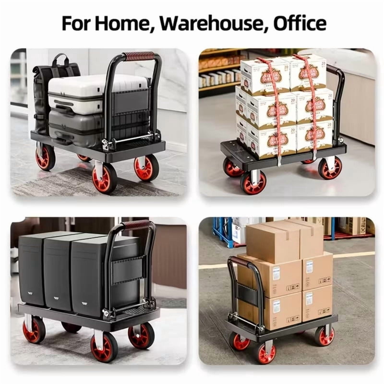 450lbs Capacity Folding Hand Truck, Heavy Duty Steel Utility Rolling Cart, Portable Moving Hand Dolly Cart