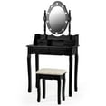 thumbnail image 4 of Gymax Makeup Vanity Dressing Table Set w/10 Dimmable Bulbs Cushioned Stool Black, 4 of 10