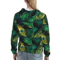 thumbnail image 7 of Daiia Peacock Feathers2 Pattern Women's Fashion Hoodies & Sweatshirts with Kangaroo Pocket Hooded Sweatshirt with Eye-catching Drawstrings-Small, 7 of 7