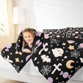 thumbnail image 3 of Manfei Kawaii Bat Ghost Twin Comforter Sets 2pcs, Halloween Love Heart Stars Print Bedding Set, Black Pink Yellow,Black Reversible,1 Comforter and 1 Pillowcase, 3 of 6