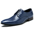 thumbnail image 2 of Santimon Men Derby Shoes Crocodile Pattern Pointed Toe Lace Up Oxford Shoes Business Leather Dress Shoes Blue 6 US, 2 of 8