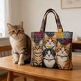 thumbnail image 5 of Playful Kittens Quilted Tote Bag - Handcrafted Patchwork Cat Tote, Durable & Stylish, Ideal for Cat Lovers, Daily Use, 5 of 6
