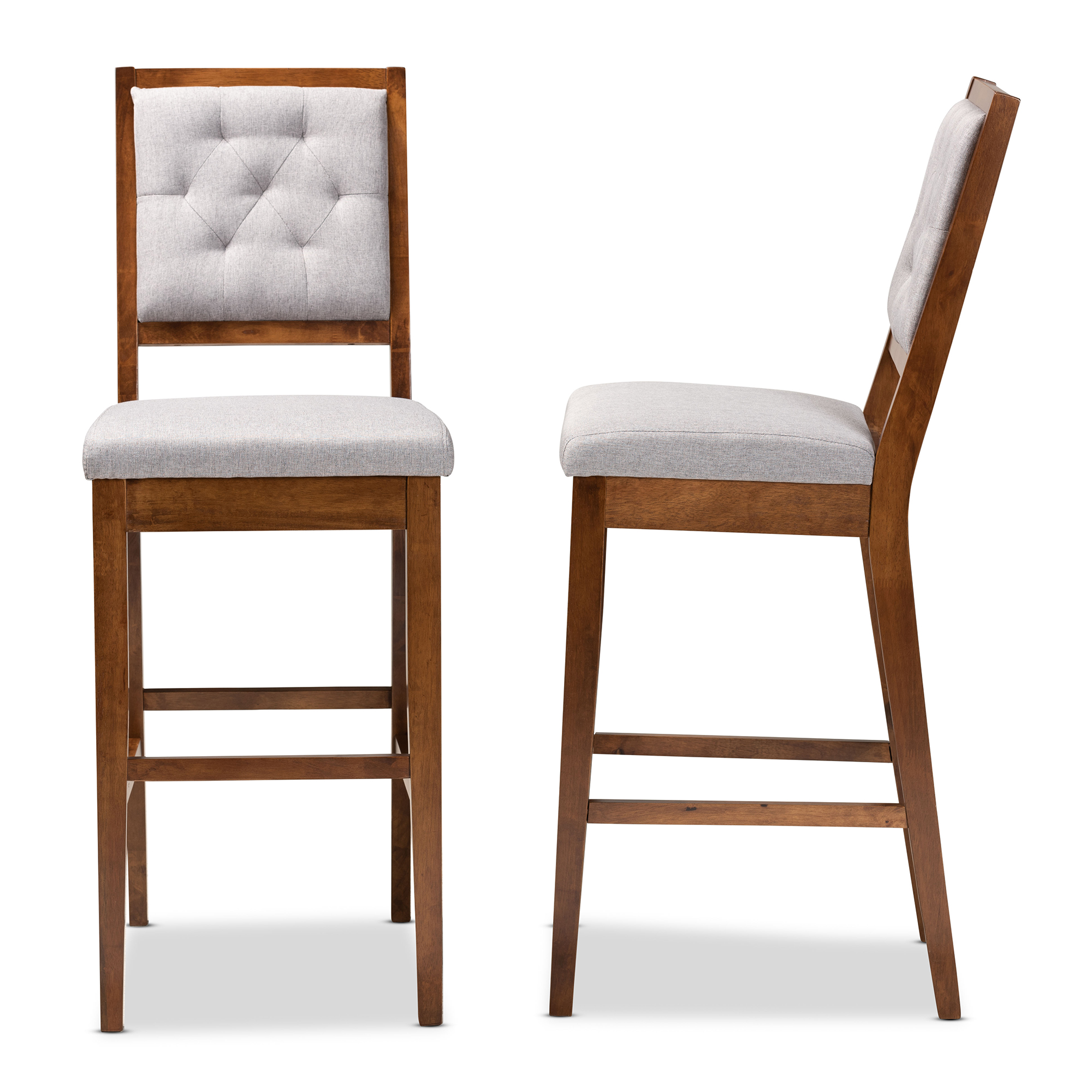 Baxton Studio Gideon Bar Stool, Grey and Walnut Brown, Set of 2