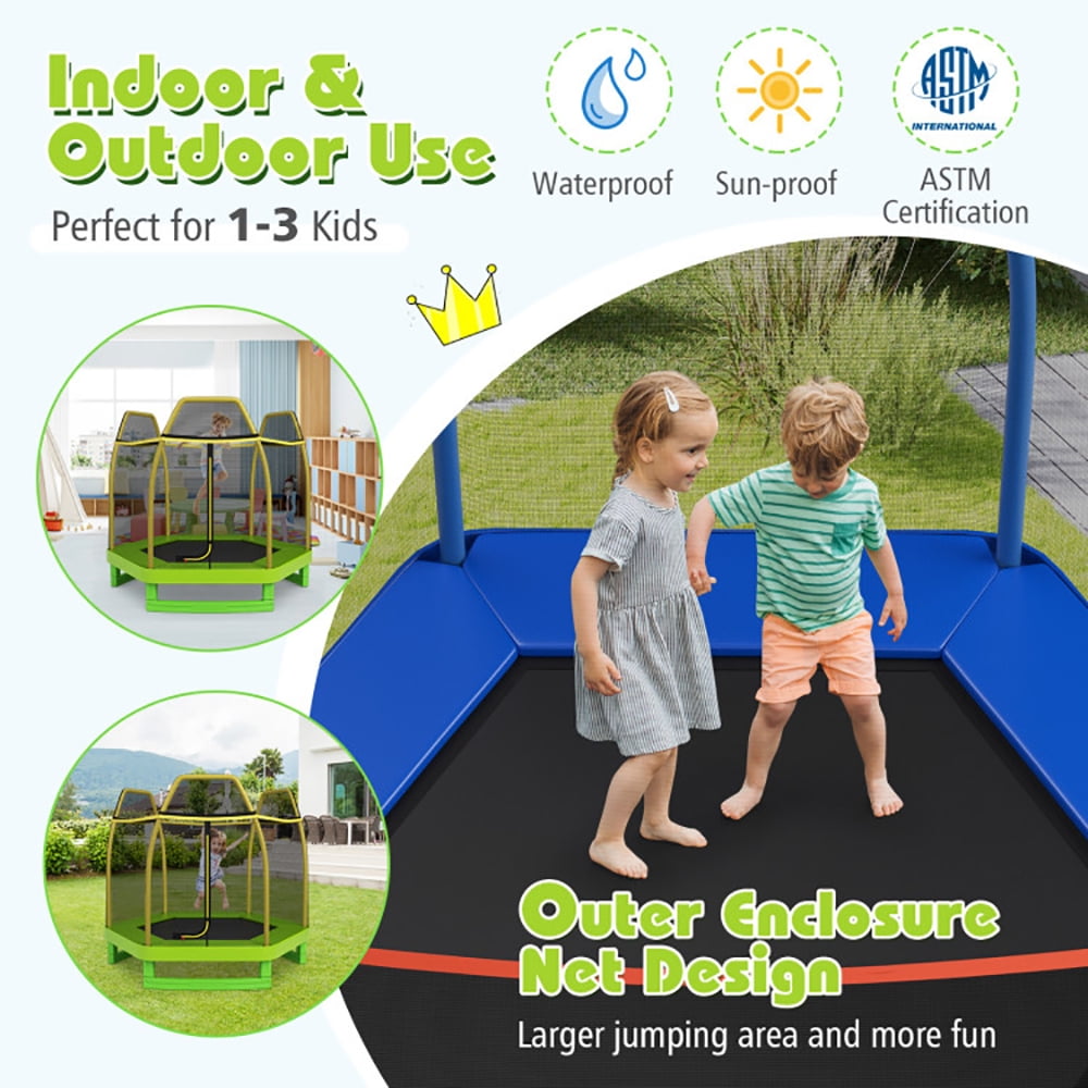 Aimee Lii 7 Feet Kids Recreational Bounce Jumper Trampoline, Outdoor Kids Trampoline, Green Aimee Lii 7 Feet Kids Recreational Bounce Jumper Trampoline, Outdoor Kids Trampoline, Green