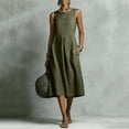 thumbnail image 4 of IUYRTFE Women's Loose Fit Sleeveless Tank Dress with Pockets Cotton Linen Blend Casual Summer Midi Dress, 4 of 6