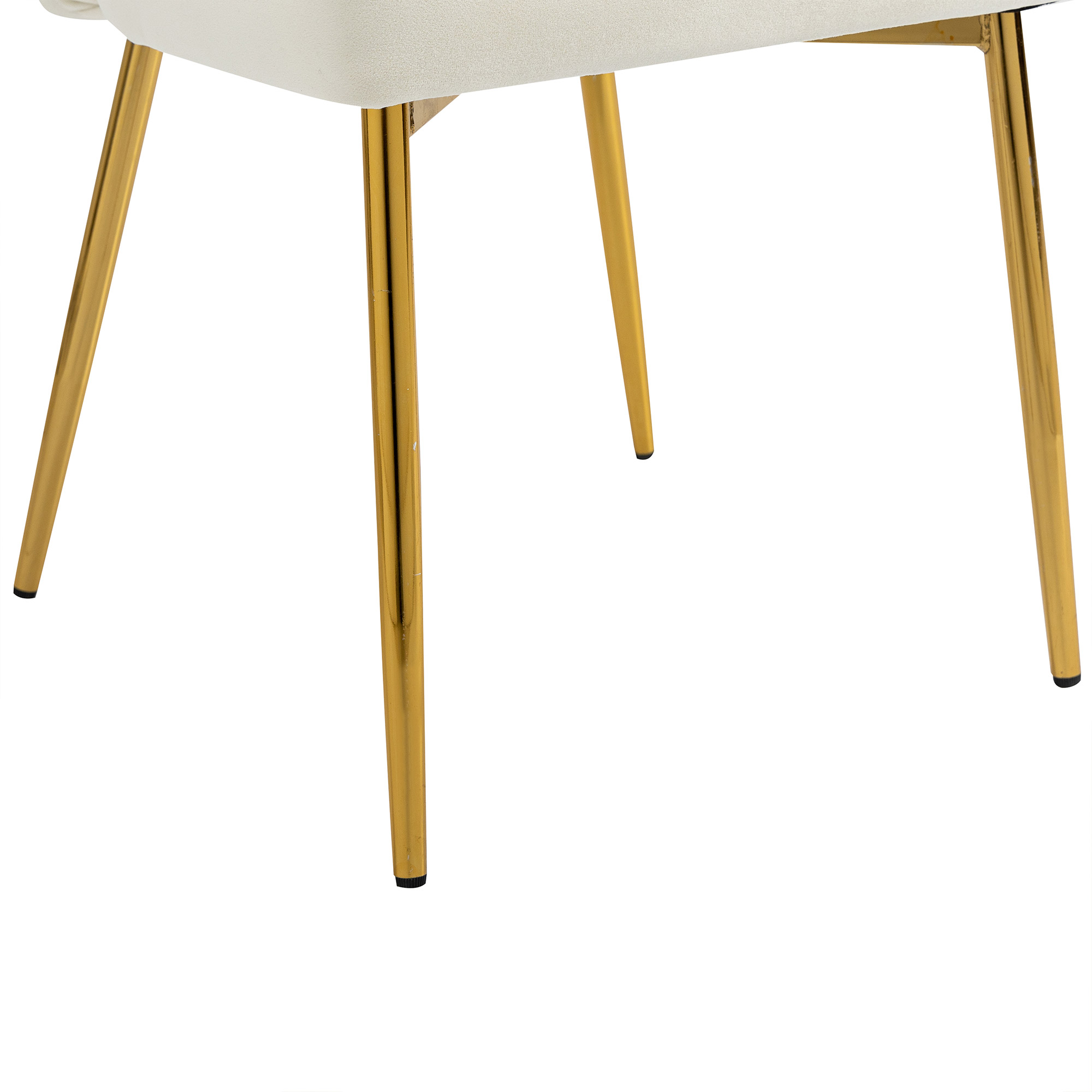 MOJAY Modern Velvet Dining Chair Set of 2, Dining Table Chair, and Living Room Chair with Tufted Backrest and Golden Legs, White